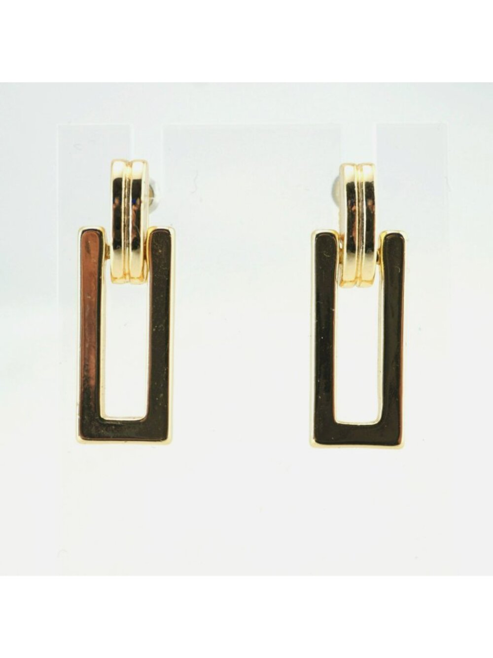 Napier Gold-Tone Rectangular Drop Earrings Geometric Design - Picture 7 of 7